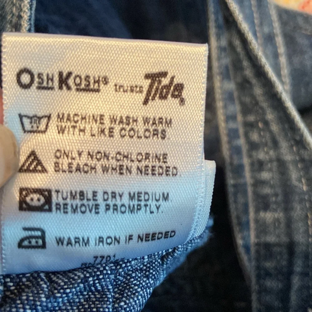 Oshkosh Denim Overalls Floral Appliqué Blue 18 Month